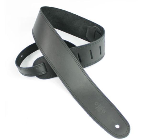 DSL Leather 2.5" Black with Black Guitar Strap