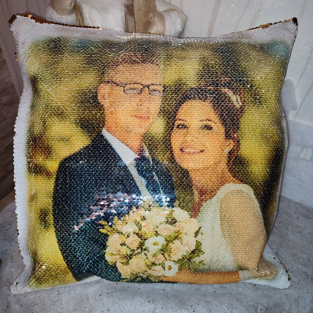 Coussin sequin personnalisé