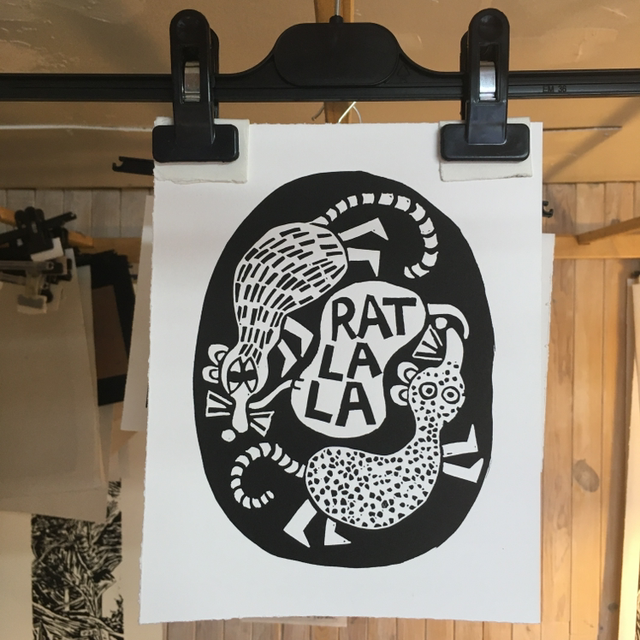 « Rat lala » - linogravure 