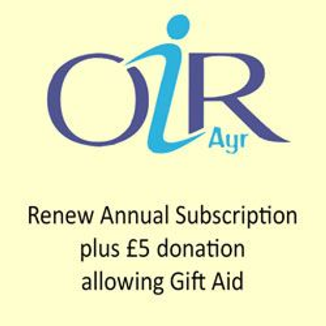 Renew annual Subscription plus a £5 donation allowing GIFT AID