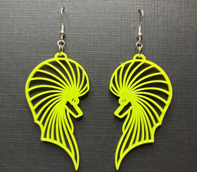3D - Earrings Poodle Bust Lime