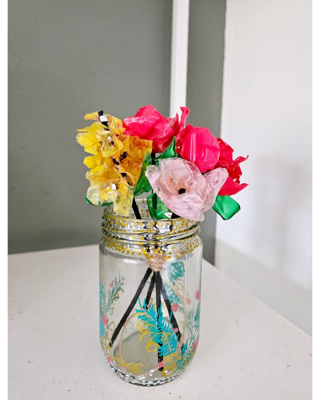 Flowers Diffuser Bottles Glass Fragrance Containers Handpaint ECO Handmade