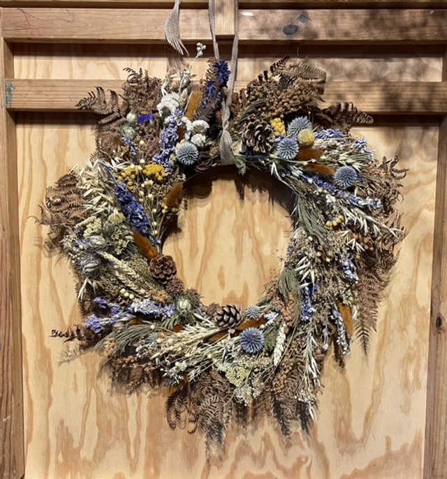 large dried autumn wreath
