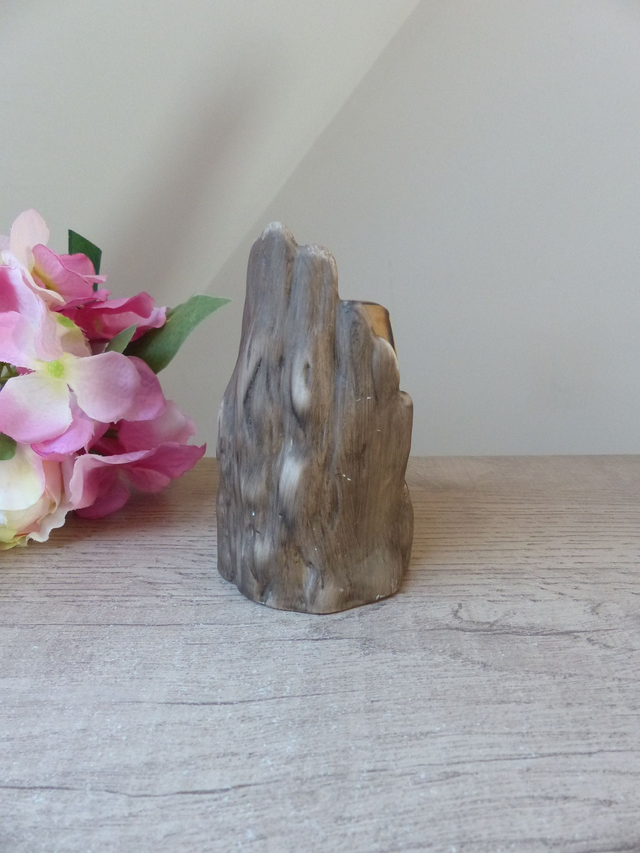 Statuette vintage en céramique - La famille chouettes dans leur nid douillet - Chouettes dans tronc d’arbre – Décoration maison campagne