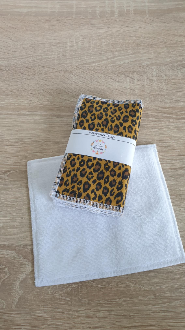 Lot de 4 serviettes visage léopard 🐆 