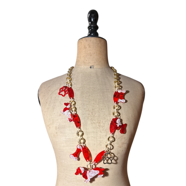 Collana Dog lover rosso 25DN-15