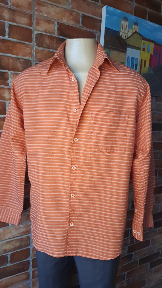 👕 Social Masc.  Listrada Laranjada, T/G
