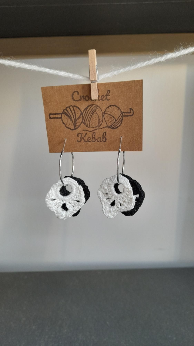 Faith on silver hoop- Black &amp; White 