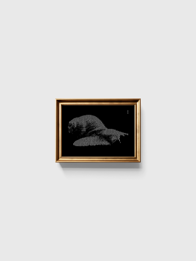 A4 Schreibmaschinenbild Schnecke in Weiß auf Schwarz