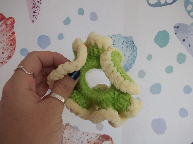 Neon Green and Pastel Yellow Mini Scrunchie