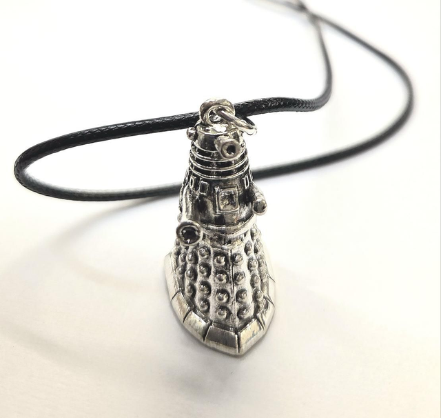 Dalek Metal Charm on Wax Cord Necklace 49cm