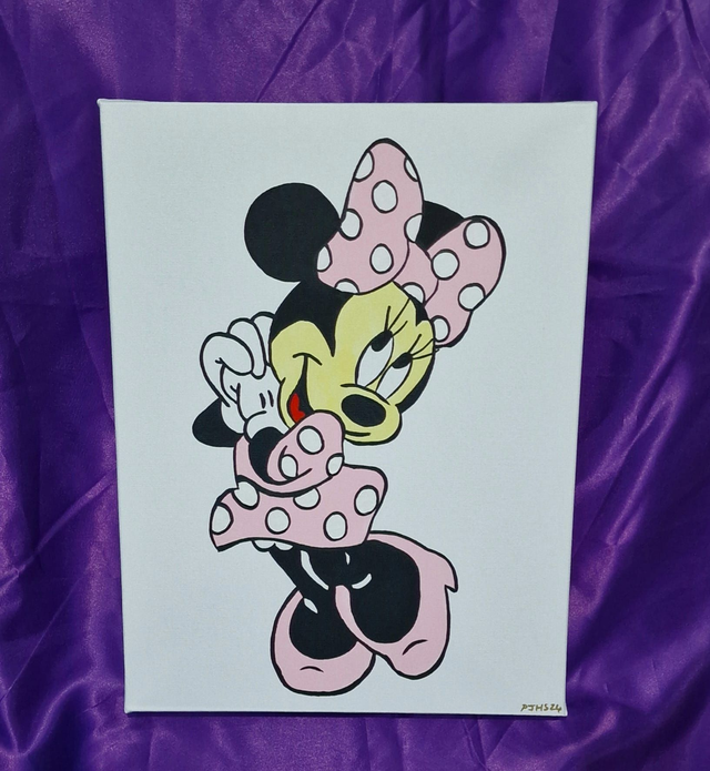 Minnie Mouse (V1) Hand-Painted Canvas Artwork | 16x12 Inch or 24x18 Inch Deep-Edged Canvas