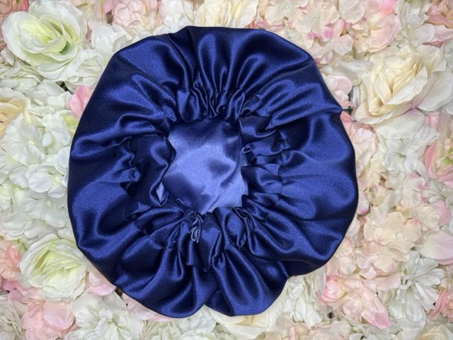 Bonnet en satin américain réversible Bleu Violet | Protection cheveux nuit | Anti-frisottis | Tailles S, M, L | Double face fait main