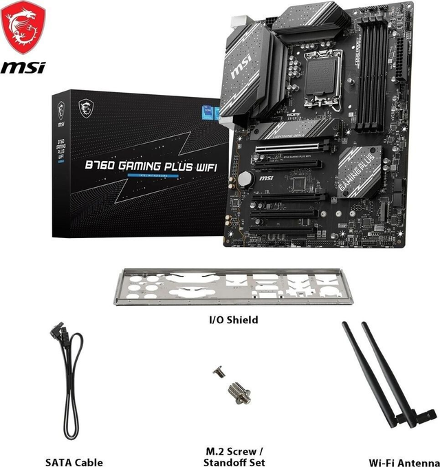 02.2.0085 – Scheda Madre MSI B760 GAMING PLUS WiFi DDR5 – ATX entry gaming con WiFi per Intel 12ª/13ª/14ª Gen