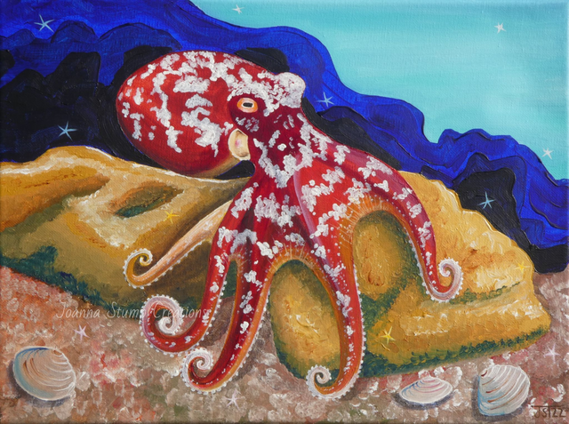 Lovely Original Fine Art Painting, from my "Marine Wonders" collection, "Cleverness" 