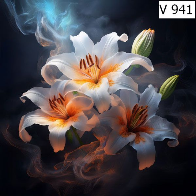 Panneau Fleur en Velours 3 - 30x30cm 