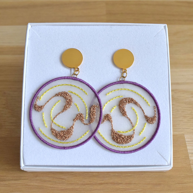 Collection FLOW - Boucles d’oreilles - Violet/ Jaune