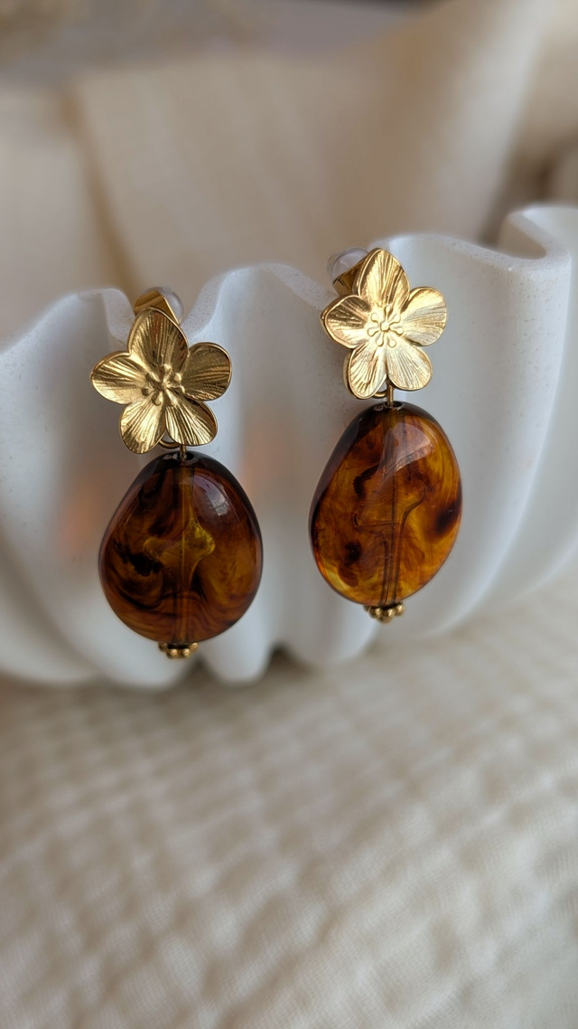 Boucles d'oreilles JEANNETTE ambré marbré
