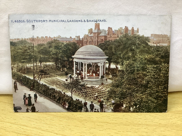 Southport, Municipal Gardens & Bandstand, Lancashire, Posted Photochrom Co. Ltd. Our Ref No. R853 £2.50