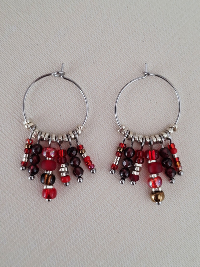 Créoles Osiris - rouge argenté