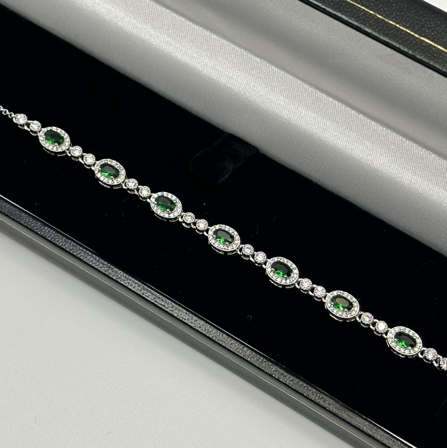 CZ Diamond Oval Emerald Bracelet