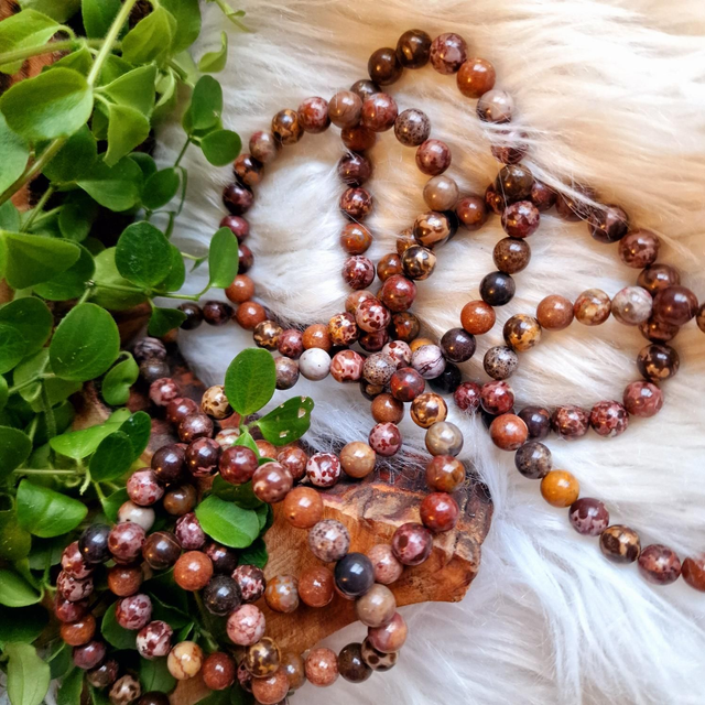 Red Ocean Jasper 8mm Beaded Bracelet