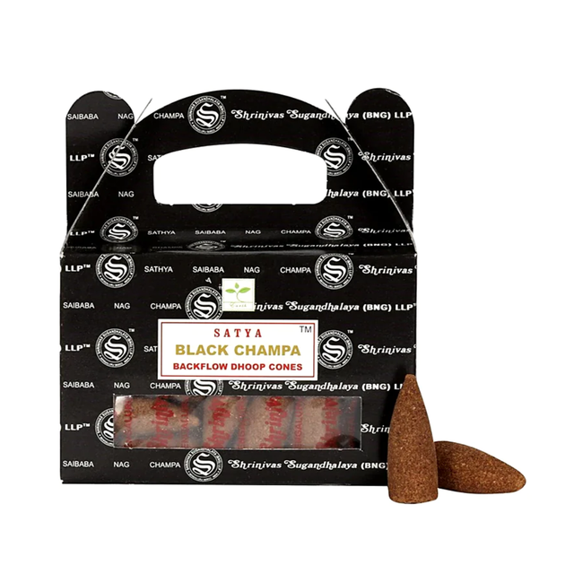 Black Champa - Satya  Backflow Incense Dhoop Cones