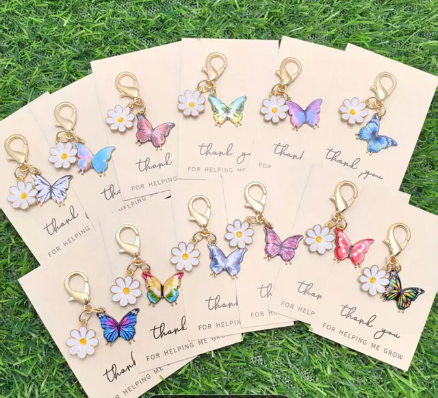 Butterfly and Daisy Keychain 