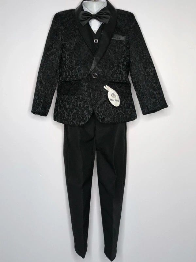 Costume 5 pièces motif broderie - Noir