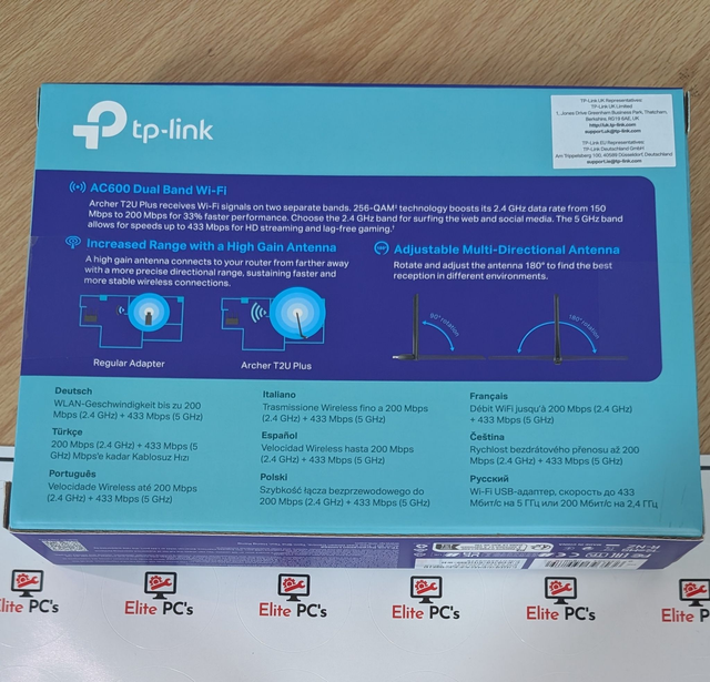 TP-LINK (Archer T2U Plus) AC600 (433+200) High Gain Wireless Dual Band USB Adapter