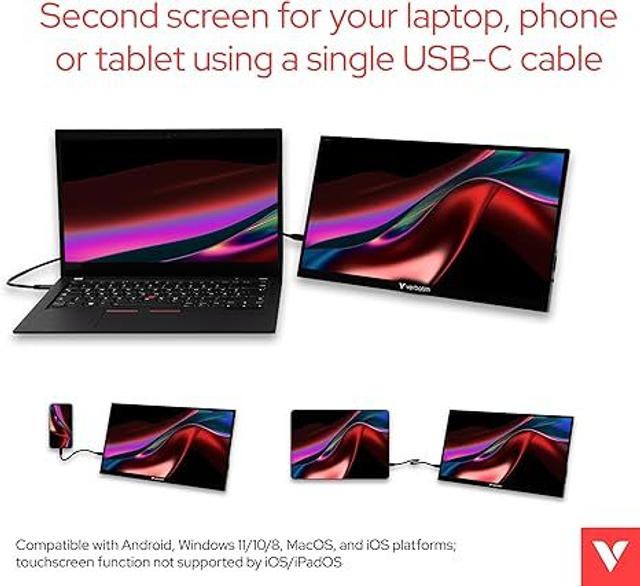 Verbatim Portable Monitor 14", 1920x1080, HDMI, USB-C