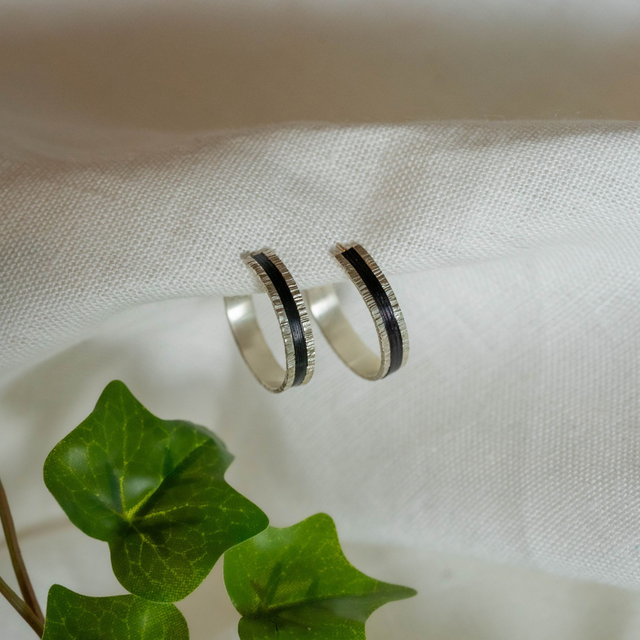 Boucles d'oreilles Telluris - Argent, noir