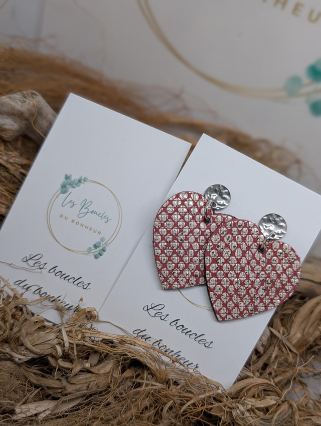 Boucles d'oreilles Coeur ❤️ rouge argenté nc001