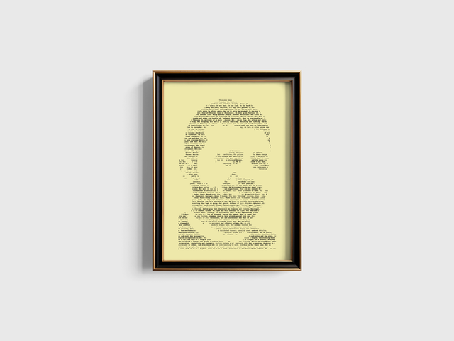 A3 Schreibmaschinen-Textbild Wolodimir Zelensky in Schwarz auf Elfenbein