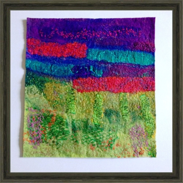 Hand Felted Landscape Tapestry Art, Abstract Art