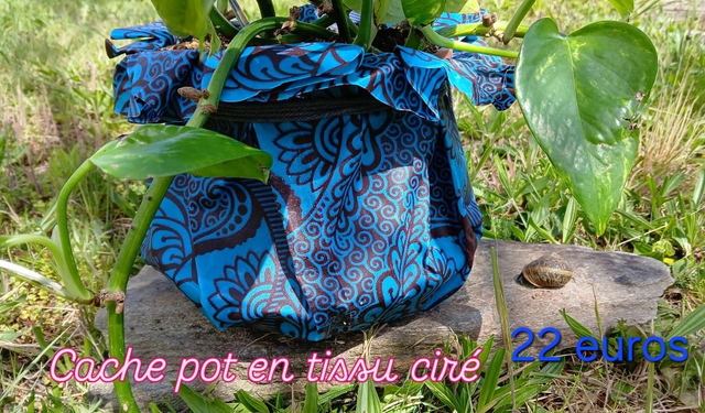 Cache pot en tissu ciré 