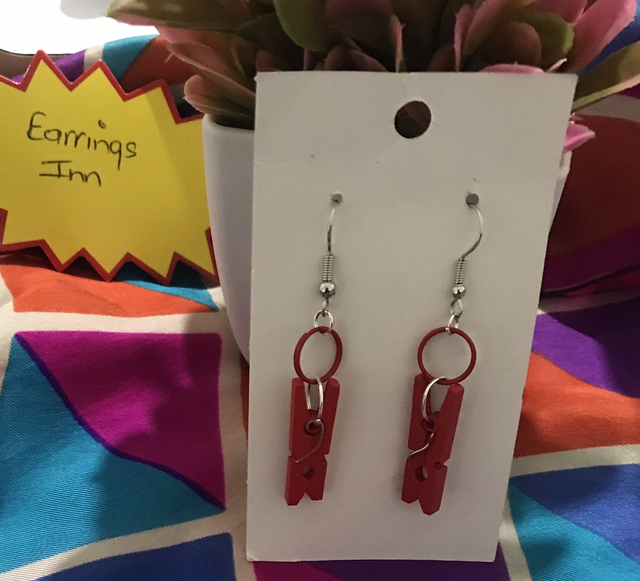 Red Wood Dangling Earrings-SWDE41