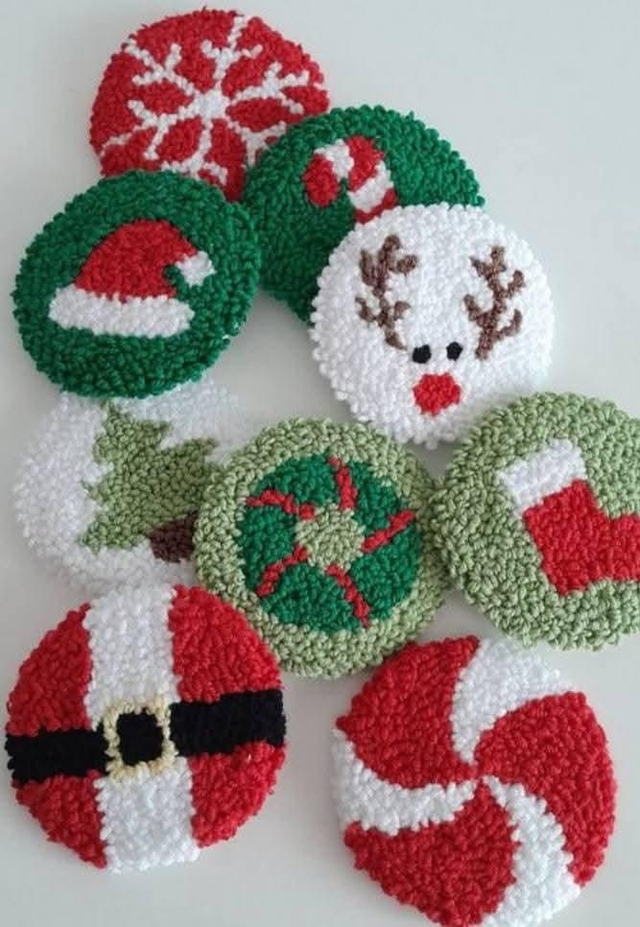 Punch Needle coasters at Sam Dale and Sons on 14th Dec 12 to 2pm