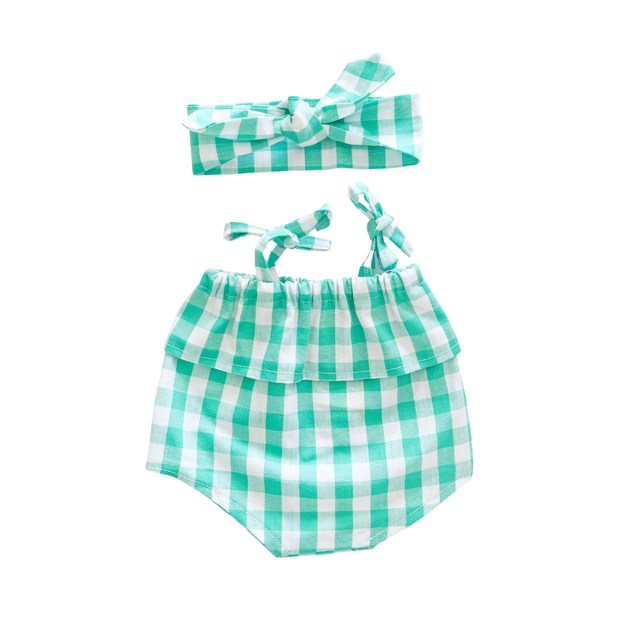 Barboteuse vichy verte