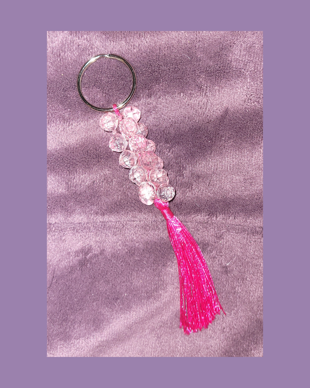 Pink Stacked Tassel Keyring