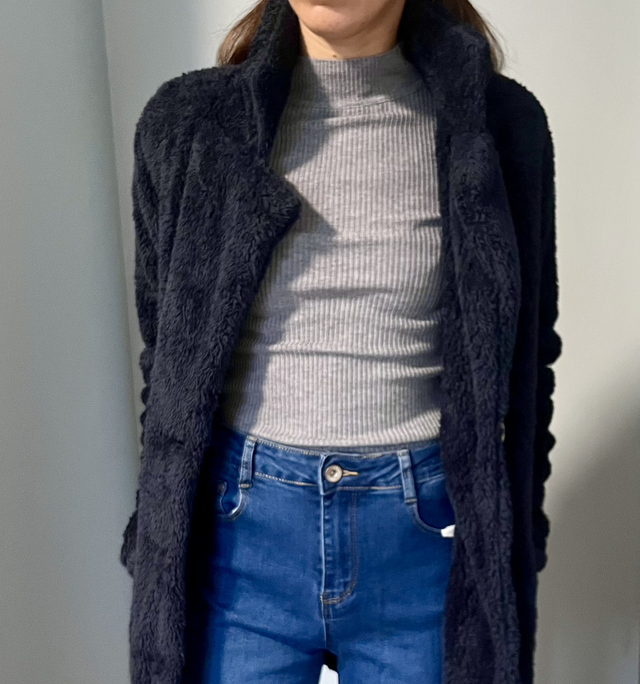 Manteau Fourrure Bleu foncée 