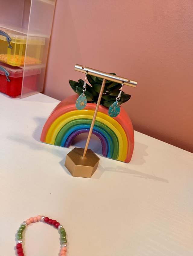 Handmade polymer clay earrings -Aqua drop 