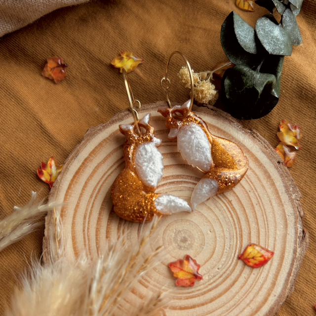 Fox Hoop Earrings Gold Plated