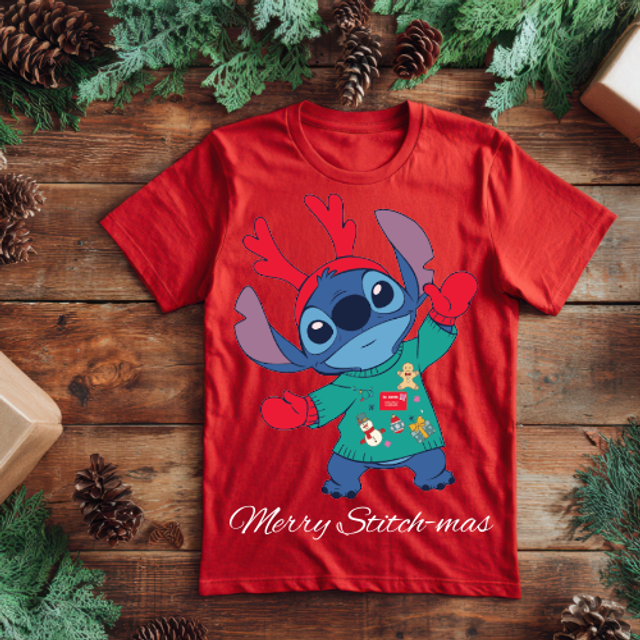 Stitch Christmas DTF print T-shirt