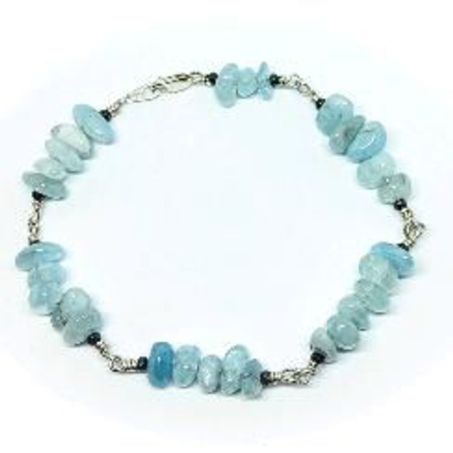 aquamarine sterling chain bracelet, Made to order