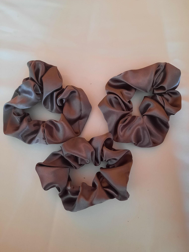 Chouchou satin L gris anthracite /unité