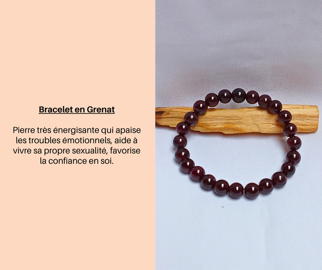 236- Bracelet en Grenat- 8 mm