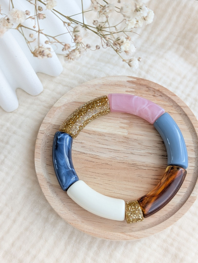 Bracelet jonc Mona bleu gris ardoise glitter