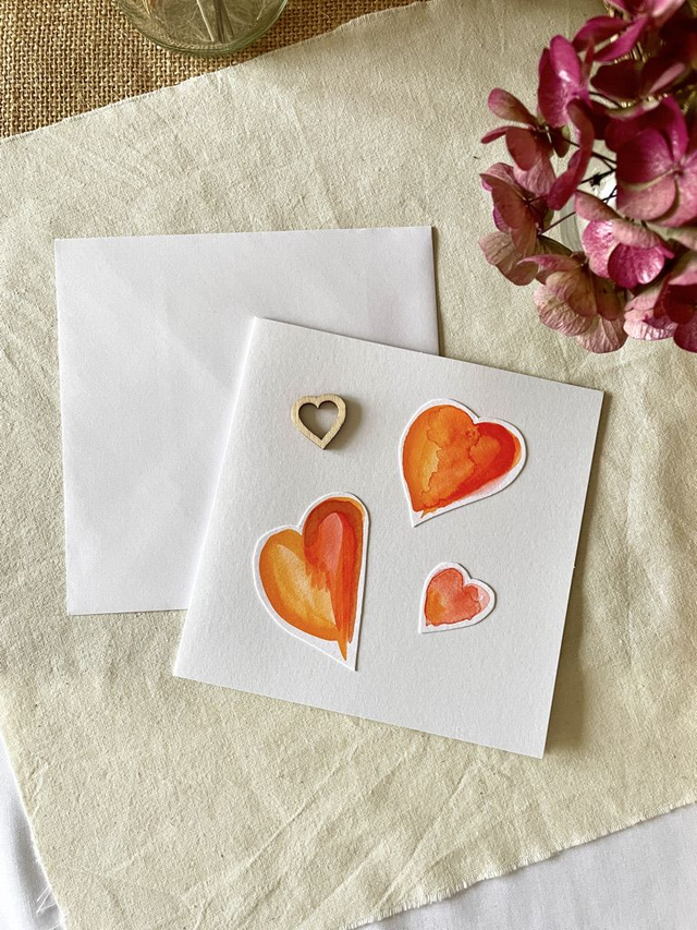 Carte mots d'amour décorée aquarelle fond blanc