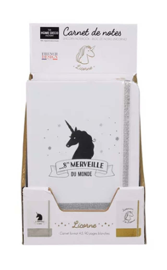 CARNET DE NOTES PAILLETTES LICORNE - EAN :3664944075172